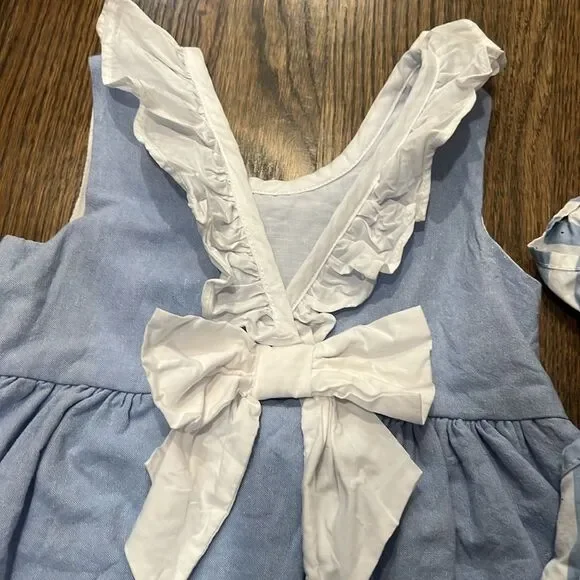 Blue and White 24 Month Girls Dress Mickey Mouse & Bow Back - Picture 6 of 6